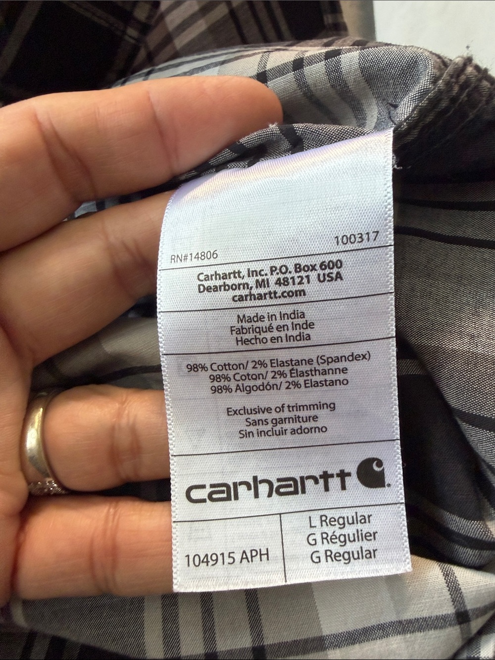 Carhartt Black and White Plaid Button-Down Work Shirt - Picture 11 of 11